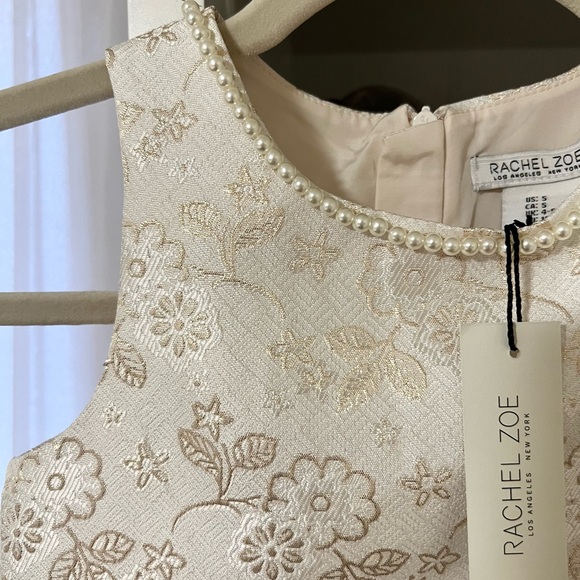 Chic Rachel Zoe Metallic Floral Cream Dress for little girls size 5. - Picture 2 of 4